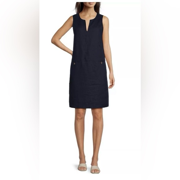 J. McLaughlin Split Round Neck
Blue Linen Dress Size Small - Picture 1 of 10